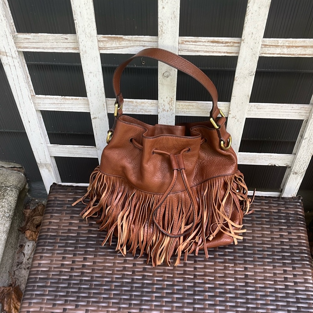 Fossil Fringe Leather Purse Handbag real Leather